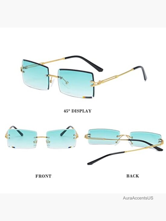 Rimless Rectangle Square Sunglasses Trendy Y2K Retro Frameless Eyewear Gradient main image 6